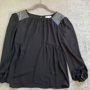 Kaya di koko black blouse with vegan leather detail in size small
